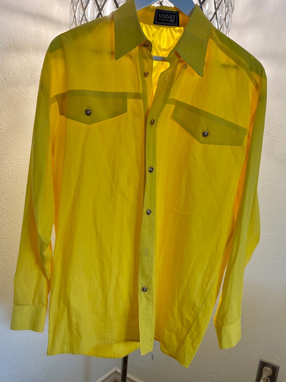 Versace Bright Yellow Long-Sleeve Dress Shirt